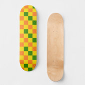 Orangegelbe grün karierte Musterdesign Skateboard (Vorderseite)