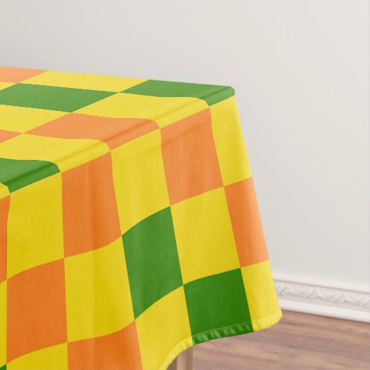 Orangegelbe grün karierte Musterdesign Tischdecke (Beispiel)