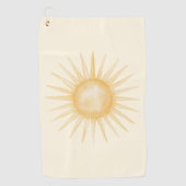 Orangegelbe Sonne Golfhandtuch (Vorderseite)