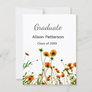 Orangegelbe Wildblumen moderne Graduatie rustikal Postkarte