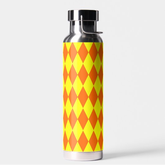 Orangegelbes Harlekin-Karomuster  Trinkflasche (Links)