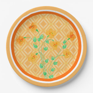 Orangegemusterte Papierpartyplatten Pappteller