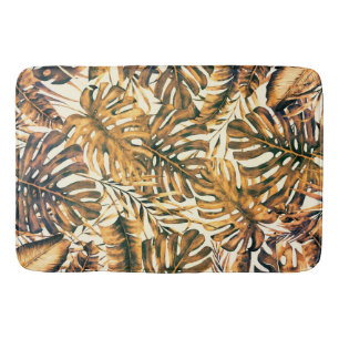 Orangegold Tropische Palmenblätter Sommer Insel Badematte