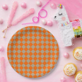 Orangegrau kariert Diamantmuster Pappteller (Party)