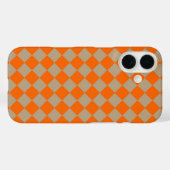 Orangegraue Schachbrett-Diamantmuster Case-Mate iPhone Hülle (Rückseite (Horizontal))