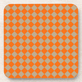Orangegraues Schachbrett-Diamantmuster Getränkeuntersetzer