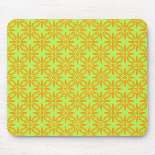 Orangegrünes Blumen nahtloses Muster Mousepad (Vorne)