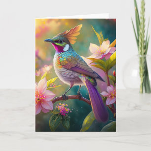 Orangekammener Regenbogenhäher Fantasy-Vogel Karte