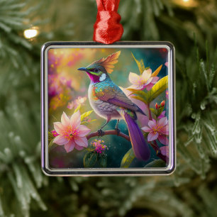 Orangekammener Regenbogenhäher Fantasy-Vogel Ornament Aus Metall