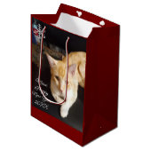 Orangekatzen-Foto-Text Anpassen Mittlere Geschenktüte (Vorderseite Schrägansicht)