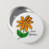 Orangelbe Blume Button (Vorne & Hinten)