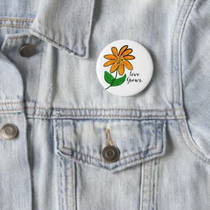 Orangelbe Blume Button