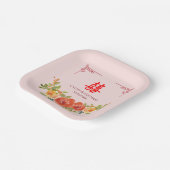 Orangelbe Blumen Chinesische Hochzeit Pappteller (Gewinkelt)