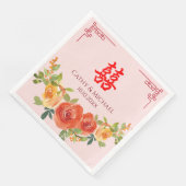 Orangelbe Blumen Chinesische Hochzeit Serviette (Ecke)