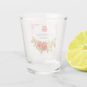 Orangelbe Blumen Chinesische Rahmenhochzeit Schnapsglas (Rückseite)