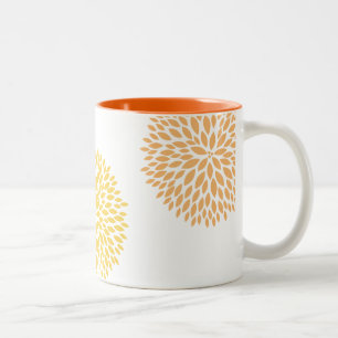 Orangelbe Blumen Zweifarbige Tasse