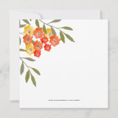 Orangelbe, rustikale Aquarellfarben - Blumenkarte Karte (Rückseite)