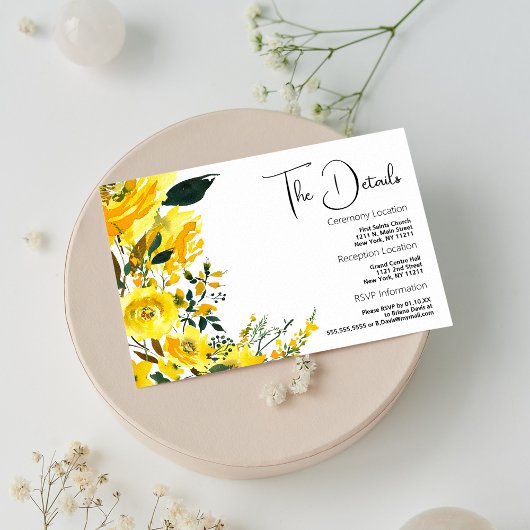 Orangelbe Sommerbotanische Blumenkarte Begleitkarte