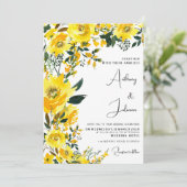 Orangelbe Sommerbotanische Hochzeit Einladung (Stehend Vorderseite)