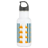 Orangelbe Sonnen auf Aquamarinen Streifen Edelstahlflasche (Rückseite)