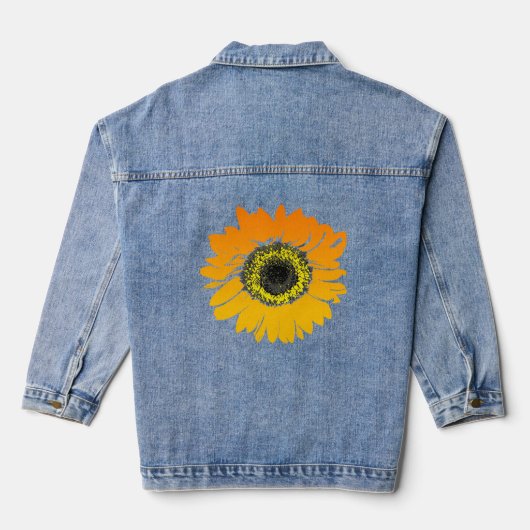 Orangelbe Sonnenblumen Design Denim Jacket Jeansjacke (Rückseite)