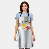 Orangelbe weiße Blume in Schwarz/Weiß Schürze (Getragen)