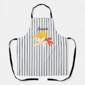 Orangelbe weiße Blume in Schwarz/Weiß Schürze (Vorderseite)