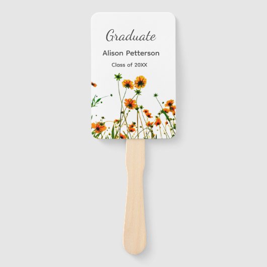 Orangelbe Wildblumen Moderne Graduate rustikal Fächer (Vorderseite)