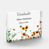 Orangelbe Wildblumen Moderne Graduate rustikal Fotoblock (Links)