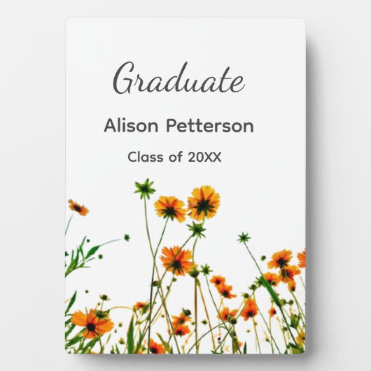 Orangelbe Wildblumen Moderne Graduate rustikal Fotoplatte (Vorderseite)