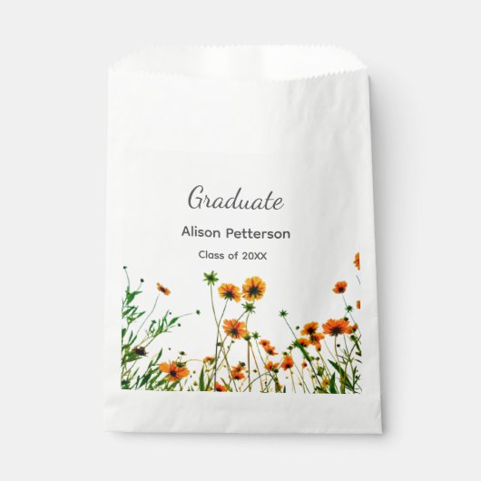 Orangelbe Wildblumen Moderne Graduate rustikal Geschenktütchen (Vorderseite)