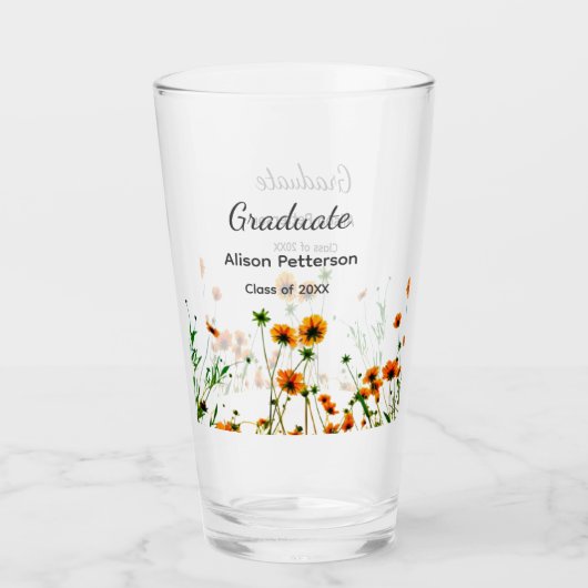 Orangelbe Wildblumen Moderne Graduate rustikal Glas (Vorderseite)