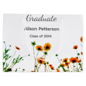 Orangelbe Wildblumen Moderne Graduate rustikal Große Geschenktüte (Rückseite)