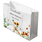 Orangelbe Wildblumen Moderne Graduate rustikal Große Geschenktüte (Vorderseite Schrägansicht)