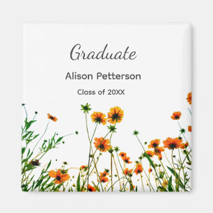 Orangelbe Wildblumen Moderne Graduate rustikal Magnet
