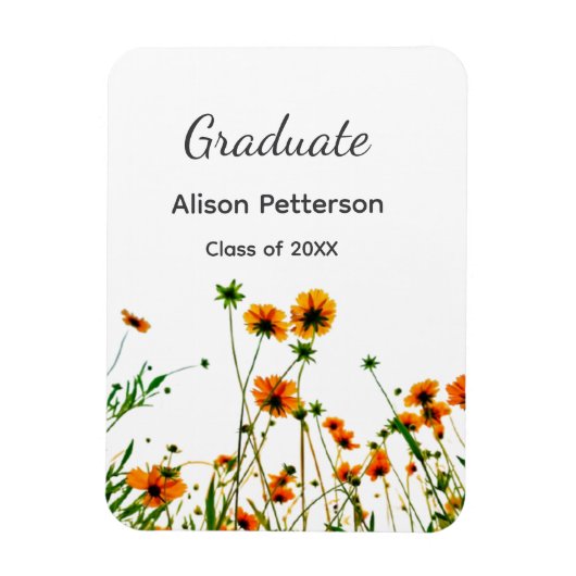 Orangelbe Wildblumen Moderne Graduate rustikal Magnet (Vertikal)