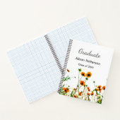 Orangelbe Wildblumen Moderne Graduate rustikal Notizblock (Innenseite)