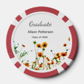 Orangelbe Wildblumen Moderne Graduate rustikal Pokerchips (Rückseite)