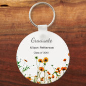 Orangelbe Wildblumen Moderne Graduate rustikal Schlüsselanhänger (Vorderseite)