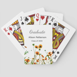 Orangelbe Wildblumen Moderne Graduate rustikal Spielkarten