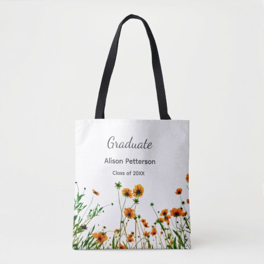 Orangelbe Wildblumen Moderne Graduate rustikal Tasche (Vorderseite)
