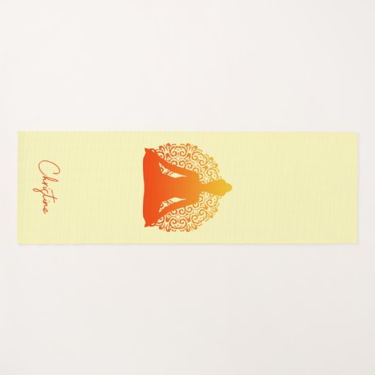 Orangelbe Yoga-Pose mit Individuelle Name Yogamatte (Vorderseite (Horizontal))