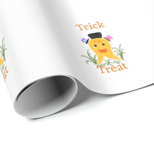 Orangelber halloween ghost trick oder treat hinzuf geschenkpapier (Rolleneckpunkt)