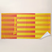 Orangelbes, gestreiftes Muster Strandtuch (Vorderseite)