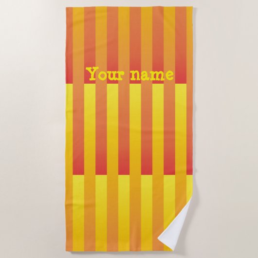 Orangelbes, gestreiftes Muster Strandtuch (Vorderseite)