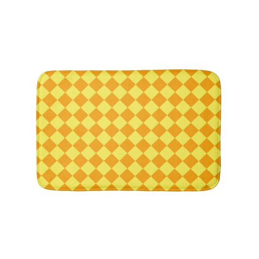 Orangelbes Schachbrett Diamantmuster Badematte (Vorderseite)