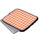 Orangelbes Schachbrett Diamantmuster Laptopschutzhülle (Vorne Knopf)