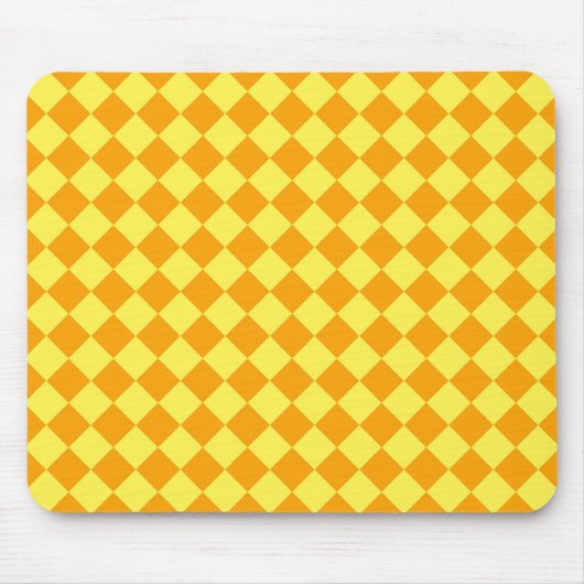 Orangelbes Schachbrett Diamantmuster Mousepad (Vorne)