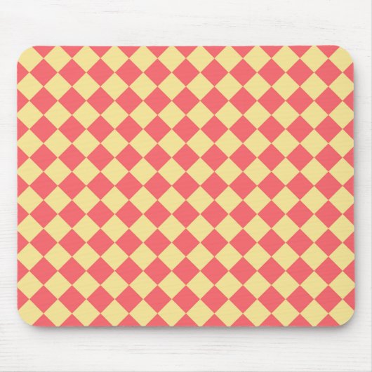 Orangelbes Schachbrett Diamantmuster Mousepad (Vorne)