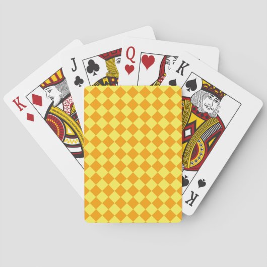 Orangelbes Schachbrett Diamantmuster Spielkarten (Rückseite)